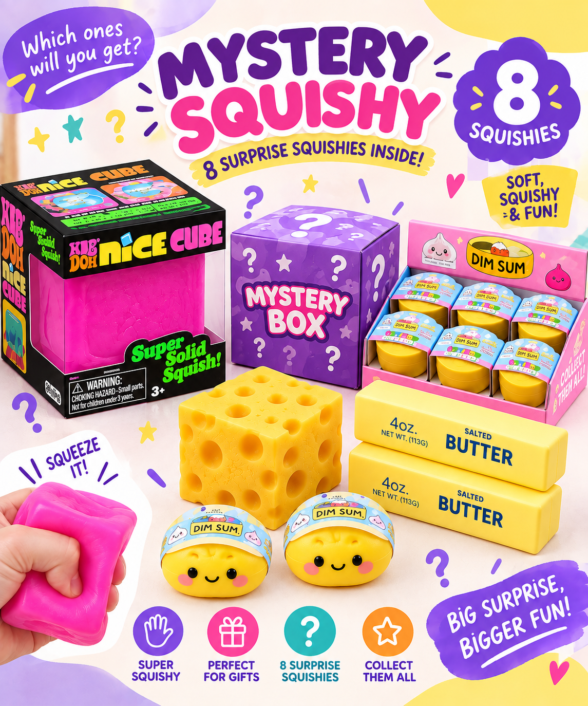 Mystery Squishy Box – 8 Surprise Squishies! 🧸💜